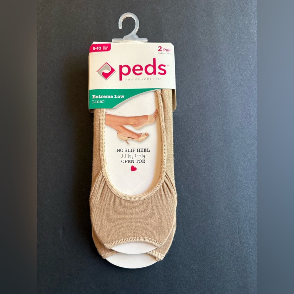 Peds Extreme Low Liner peep toe nude Socks (2pack)